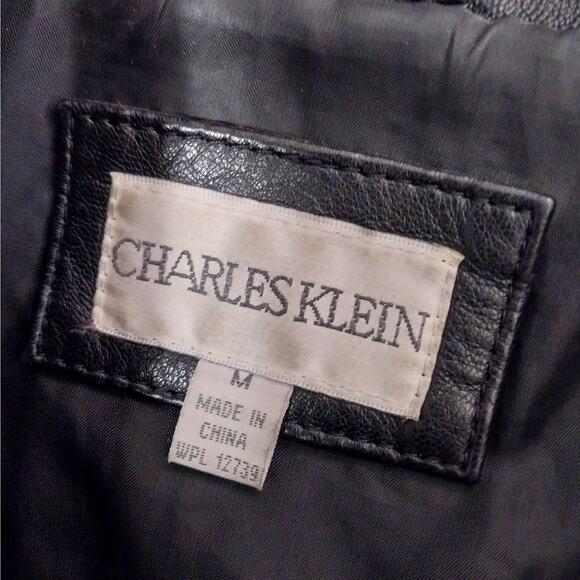 CHARLES KLEIN! SLEEK, CHIC BLACK GENUINE LEATHER TAILORED JACKET, COAT! SZ M - Picture 8 of 12